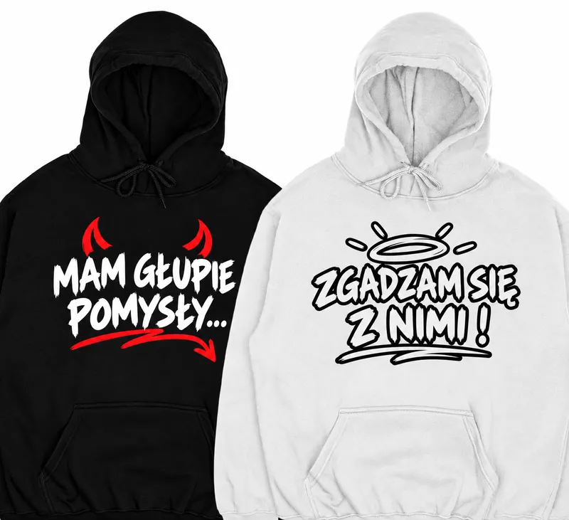 Bluzy dla par „Mam głupie pomysły/Zgadzam się z nimi!” (2 sztuki)